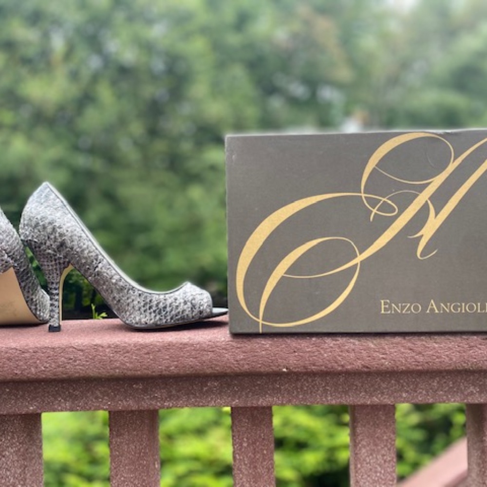 Enzo Angiolini open toe, Grey/Multi color Women's heels